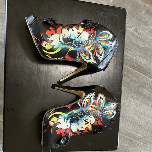 Iron Fist Black and Multicolor Peep Toe Boots - Picture 5 of 7